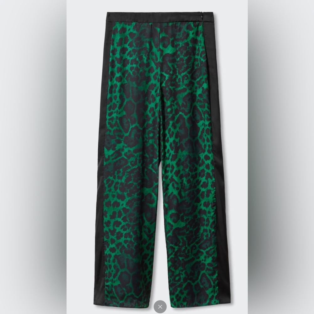 Mango Fluid animal-print pants, Size L